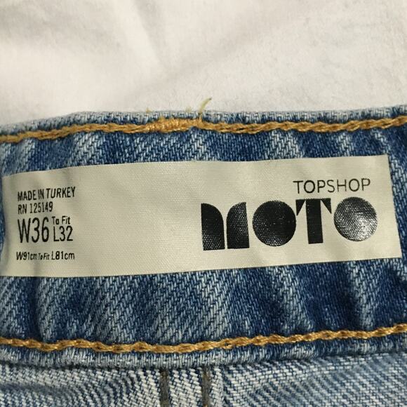 NWT TOPSHOP MOTO women's crop 36/32 wide leg raw edge jeans Retail $75 - Picture 3 of 12